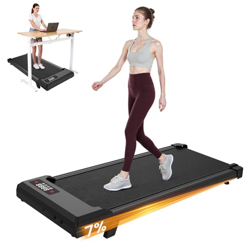 Walking Pad Treadmill with Incline, 2.5HP Under Desk Treadmill with Double Shock Absorption | 8KM/H Adjustable Speed | LED Display for Office Home Small Spaces, Installation Free (Black-85cm)