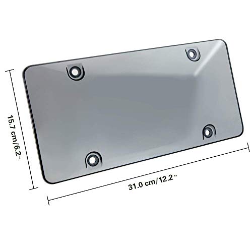 2 pcs License Plates Shields/Cover Tinted Clear Smoked Design, Unbreakable Fits All Standard 6x12 Inches Novelty/License Plates.Protect Your Front & Back License Plates. Includ Screws - Thumbnail 5