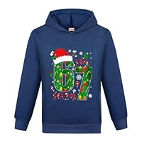 Banxidi Christmas 67 Kids Hoodies,Six Seven Christmas Hat Theme Fashion Print Sweatshirt, Comfortable Soft Fabric, Boys Girls Holiday Essential Royal Blue