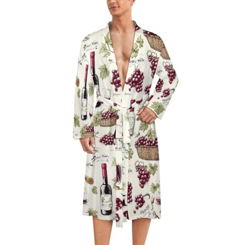 Peignoir de bain pour homme kimono leger motif vigne le cadeau ideal pour amateur de vin