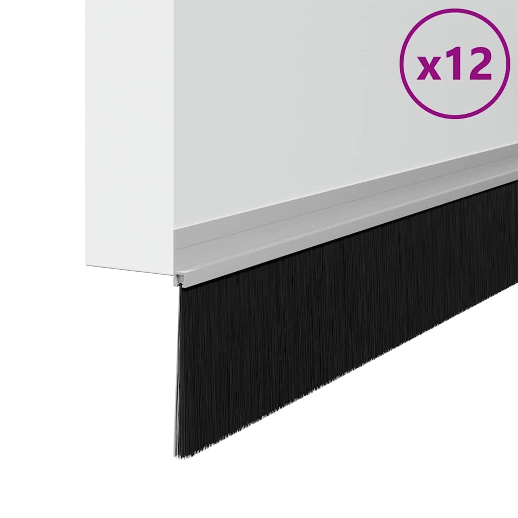 Sellador autoadhesivo para cepillo de puerta, 12 unidades, 100 cm, de aleación de aluminio, cerdas de PVC y nailon, para puertas interiores, eficiencia energética, aislamiento acústico y