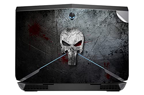 Image of GADGETS WRAP Printed Vinyl Top Only Skin Sticker Decal for Alienware 17 inch - The Punisher Skull Logo