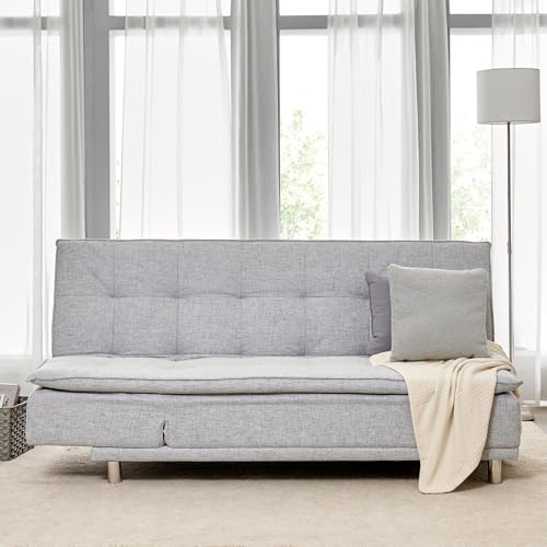 Image of Home Centre | Claudia Fabric 3-Seater Sofa Cum Bed | Sofa Bed with Lounger for Living Room | Solid Wood | Grey | 1 Year Warranty