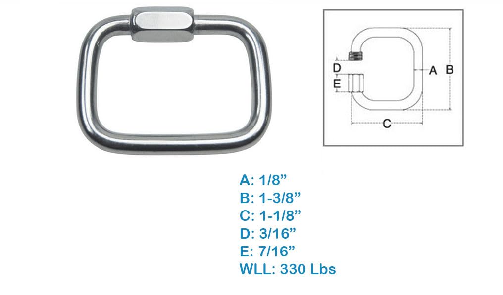 DBMIMPORTERS Stainless Steel T316 Square Quick Link 1/8