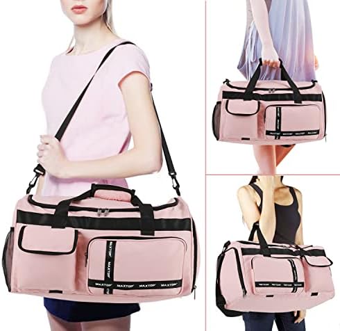 MAXTOP Travel Duffel Bag Large Sports Gym Bags with Shoes Compartment for Men Women Weekender Overnight Bag Pink 2 MAXTOP Travel Duffel Bag Large Sports Gym Bags with Shoes Compartment for Men Women Weekender Overnight Bag Pink