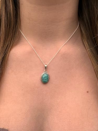 Pendentif en turquoise naturelle, collier en argent pour harmonie et sérénité durable - 3