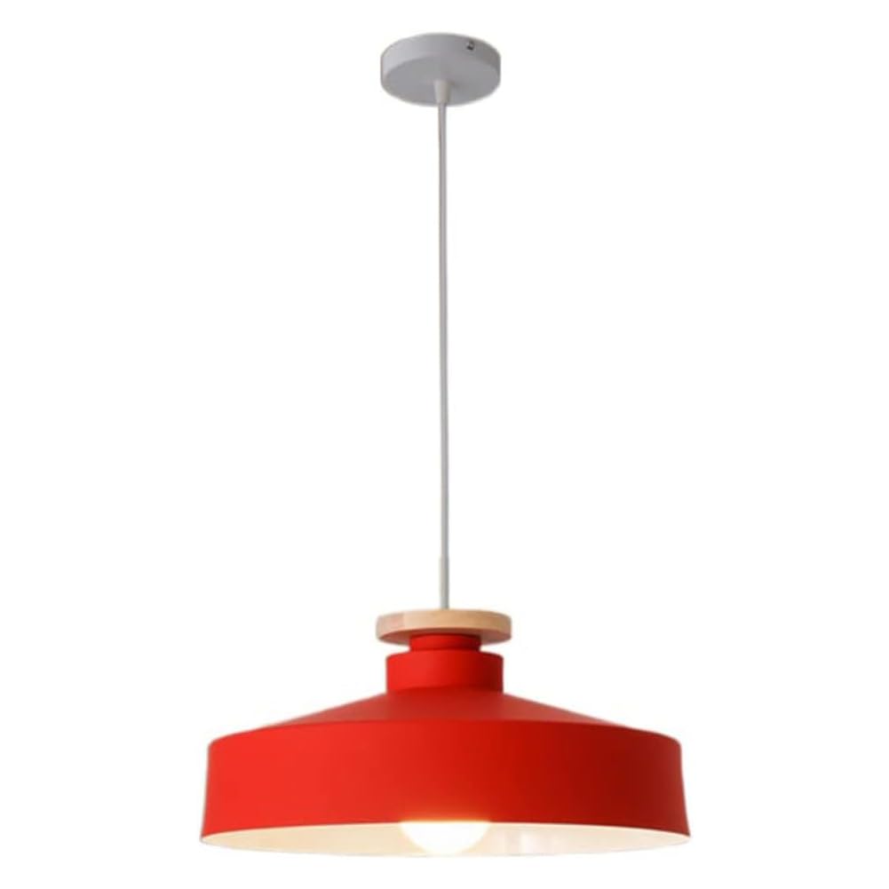 Suspension îlot de cuisine en bois rouge 40cm pour repas convivial