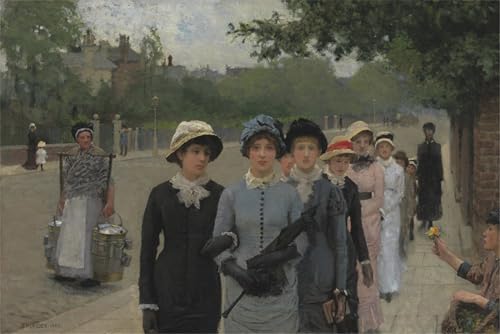 Tableau écolières George Clausen déco salon affiche art sur toile