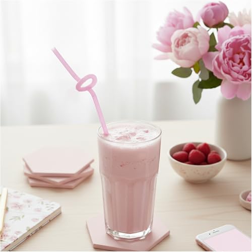 Pitillos rosados flexibles pack 400 unidades miniatura 6