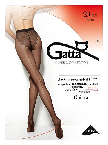 Gatta Chiara Classic - 20den - elegante transparente Feinstrumpfhose mit Naht und Bikinihöschen (2-S, Nero) Cover