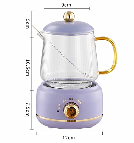 Tetera eléctrica de vidrio 600ml multi-función morada miniatura 7