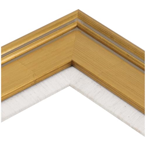 Creative Mark Elegant Plein Aire Gold Frame with Linen Liner, 16x20 Ornate Open Back Picture Frames, No Glass or Backing, Gessoed Wood, 2.75-inch Wide Moulding - Thumbnail 4