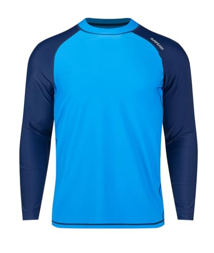 SURFEASY - SURFEASY Men's Long Sleeve Rash Guard Swim Shirt, UPF 50+ Sun Protection Quick Dry Rashguard Surf Swimming Shirts(Royal Blue/Navy,S)