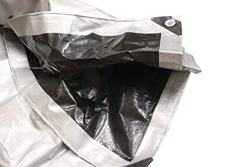 Moose Supply 30 Foot x 50 Foot Heavy Duty Waterproof Tarp, Silver and Black | Multi-Purpose Tarpaulin Cover for Furniture, Wood, Cars, Boats, Pools with UV Protection | Weather Resistant