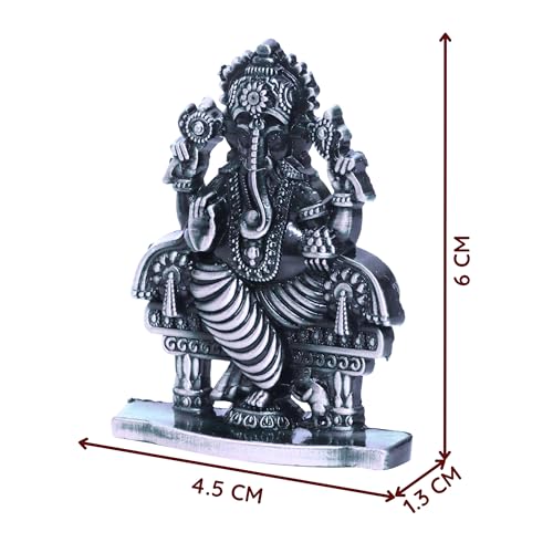 Image of anciently Ganesh Idol for Car Dashboard | Vinayagar Idol for Car Dashboard, Metal, 1 Piece (Silver Colour)