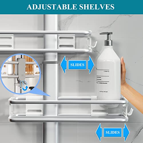 Over The Door Shower Caddy，3 Tier Aluminum Bathroom Hanging Shower Caddy,Rustproof Shower Shelves With Soap Holder Razor Holder For Bathroom Storage #TOP7