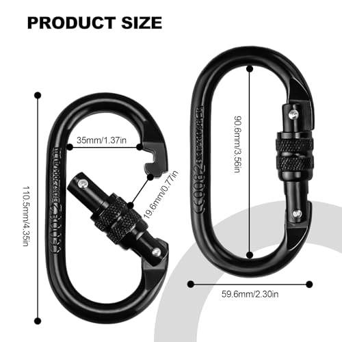TIANLIN 2Pcs Small Heavy Duty Carabiner Clips, Black, 14*8.3*2.2 - Image 2