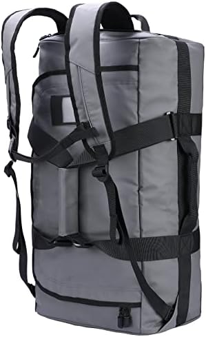 60L Large Gym Duffle Bag for Men Travel Weekender Duffel Backpack Bags with Detachable Back Pack Straps for Traveling Overnight Camping Climb Sports, Heavy Duty and Water Resistant (Gray)