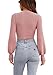 Womens Sexy Crew Neck Cropped Sweaters Ribbed Knit Long Sleeve Crop Tops Pullover Pale Mauve