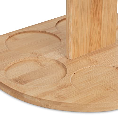 Foto von Relaxdays Weinbutler, Bambus, Weinhalter für 2 Flaschen & 4 Gläser, HBT: 30,5x30x25 cm, Geschenk Weinliebhaber, Natur
