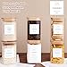 CZZGSM 6 Pack Square Kitchen Storage Jars with Airtight Bamboo Lids and 132 Pantry Labels - 35oz Glass Canisters With Wood Lids - Food Storage Containers for Coffee, Cookie, Tea, Spice