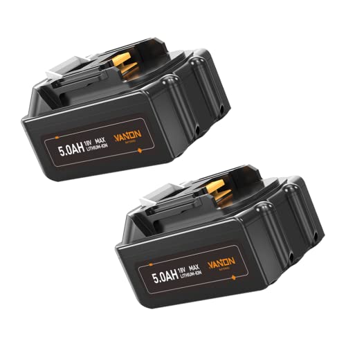 VANON 2Stück 18V 5.0Ah Li-ion Ersatzakku für Makita BL1860 BL1860B BL1850B BL1850 BL1840 BL1840B BL1830 BL1845 BL1835 BL1815 LXT-400 194204-5 für Makita 18V Akku Cover
