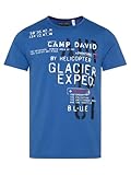 Camp David Camiseta para hombre con estampado en aspecto desgastado, azul (strong blue), L