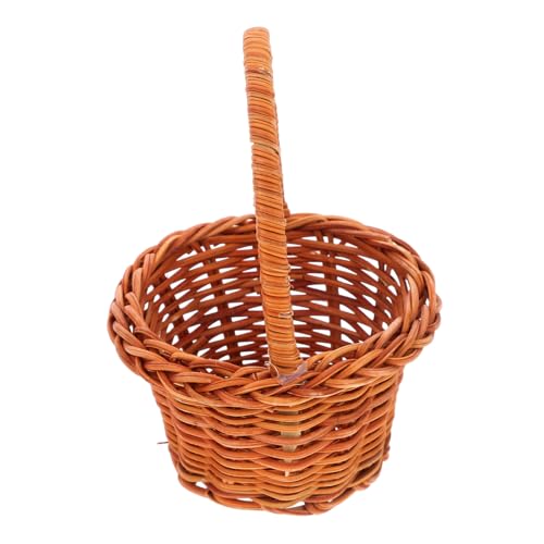 Ipetboom Mini Woven Basket with Handle - Small Decorative Storage Baskets for Farmhouse Party Favors Crafts Decor Wedding Girls Flower DIY Props Plant Holder - 4.32x3.14x3.14in