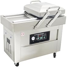 Food Vacuum Sealer Vacuum Packaging Machine with 2 Chamber & Stainless Steel 1-3T/Min for Commercial Meat,Fruit,Vegetables Packaging 220V 900W