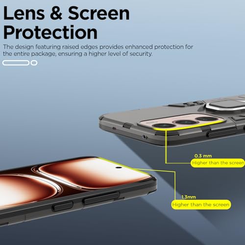 Image of Pikkme D5 Tough Armor Back Cover | 360 Protection Case | Ring Holder Stand Bumper Case for Oppo Reno 12 Pro 5G (Black)