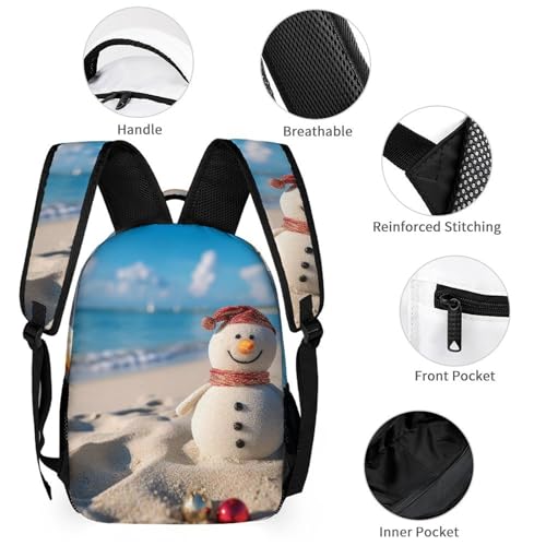 Sand Snowman On Beach Backpack Set Lightweight Bag Lunch Box Pencil Bags for Women Men Bookbags 3 in 13