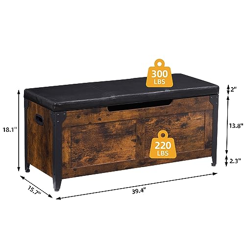 image for GAOMON Storage Chest, Storage Trunk with Safety Hinges, Wooden Storage