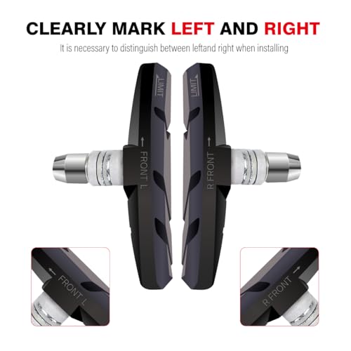 2 Pairs Bicycle V-Brake Pads, Bike 70mm V Brake Blocks Set, 55mm-Black - Picture 9 of 30