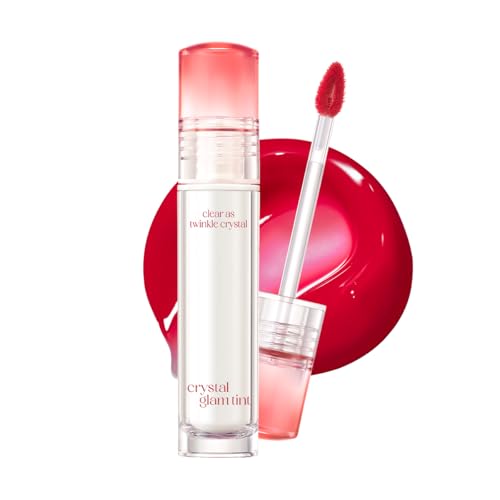 Image of CLIO Crystal Glam Tint, Glossy Lip Tint with Glass-Like Shine, Lightweight Buildable Lip Stain, Long-Lasting Pigmented Color, Non-Sticky, Korean Lip Tint, Safe for Sensitive Lips (012 FIERY ROSE)