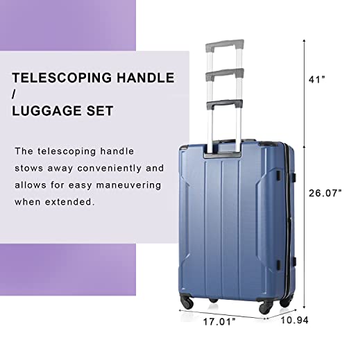Merax Rolling Suitcase, Carry-On Luggage Hardside Expandable Luggage With Spinner Wheels Checked-Medium 24 Inch Blue #TOP5