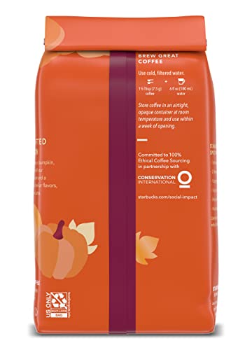 Starbucks Flavored Ground Coffee, Pumpkin Spice Flavored Coffee, Limited Edition Seasonal Ground Coffee, Warm & Balanced Notes, 11-Ounce Bag (Pack Of 1) #TOP5