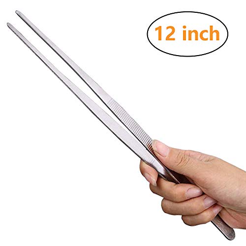Gutsdoor Kitchen Tweezers Stainless Steel Tongs with Precision Serrated Tips for Cooking and Medical (12 Inch Straight) by Gutsdoor - Image 3