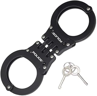 Handcuffs – Heavy Duty Police Grade Professional Steel Hand Cuffs, Double Lock Metal Black Finish for Security & Personal Safety