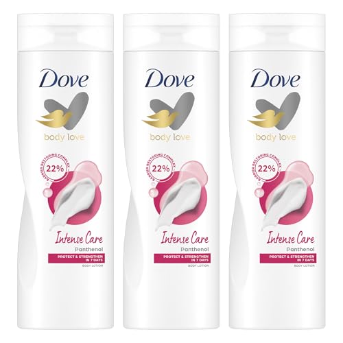 Dove Body Love Intense Care Body Lotion, Protect & Strengthen in 7 Days with Panthenol, 22% Repairing Complex, 400ml, Pack of 3 | Deep Moisturisation for Healthier Skin