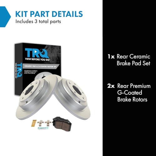 Image of TRQ Rear Brake Pad and Rotor Set Ceramic Coated Rotors Compatible with 2010-2013 Hyundai Genesis Coupe