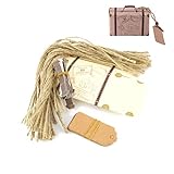 Caja Favor Maleta Boda, 50 Piezas Mini Caja Regalo Maleta, Caja Dulces Papel Kraft, Caja Regalo Maleta Vintage, Diseño de Tema de Viajes Aéreos, Utilizado para Bodas, Fiestas Temáticas, Navideñas