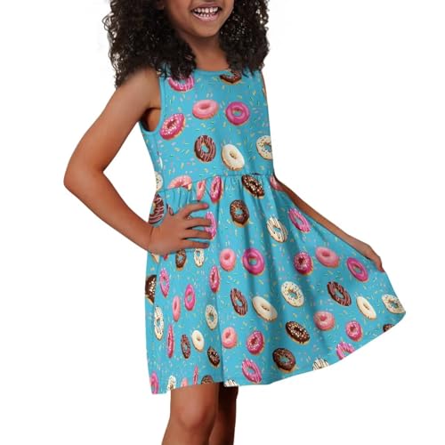 Girls Crewneck Soft Flowy Loose Print Sundress for Beach Party Birthday Cute Summer A Line Mini Dresses4
