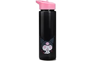 Sanrio Kuromi Heart Eyes 24 Oz Single Wall Water Bottle with Built-In Straw