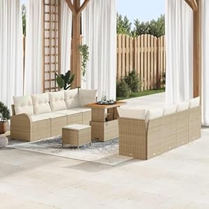 INLIFE Garten-Sofa-Set 11 pcs Beige und Creme 90 x 55 x 71 cm, Möbel, Gartenmöbel, Garten... KG, 3364321