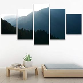 SIGNWIN 5 Panel Canvas Wall Art Mountainscape for...