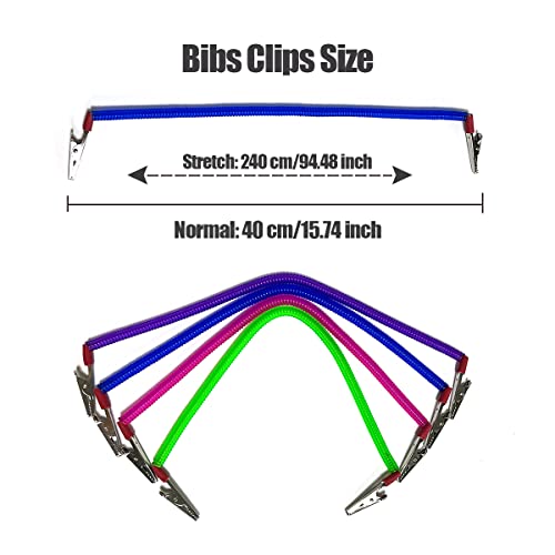 4 Pieces Multicolor Napkin Holder Bibs Clips For Dental, Neck Chains With Metal Clips For Dental Clinic, Home Dining Clothing Protector For Adults Kids Babies #TOP2