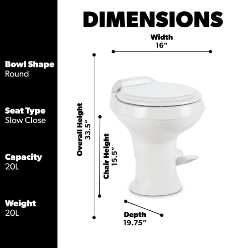 Dometic 300 Series Standard Height Toilet, White #TOP2