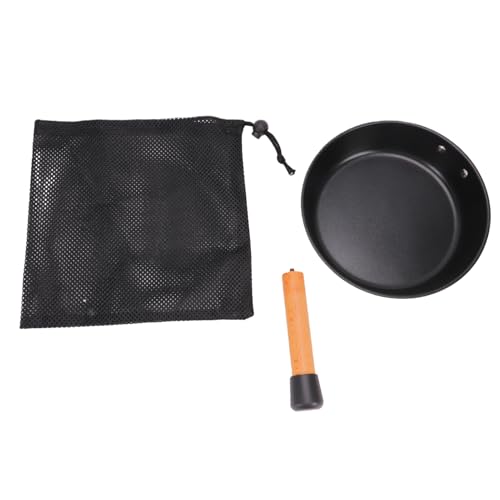 Dilwe Portable Camping Frying Pan - Premium Stainless Steel Cookware with Wooden Handle for Hiking and BBQ Adventures