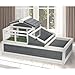 BKNROIHB 3-Room Tortoise House Habitat with Turf Balcony & 2 Stories, Indoor/Outdoor Wooden Tortoise Enclosure with Ladder, Tray, Openable Roof, Large Reptile Cage