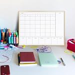 3-in-1 Calendrier d'effacement à sec pour mur avec cadre en aluminium or, mensuel magnétique & Calendrier hebdomadaire Tableau blanc, tableau d'effacement sec pour mur, tableau blanc suspendu pour décor / memo(YL+ZL-Gold,4333)